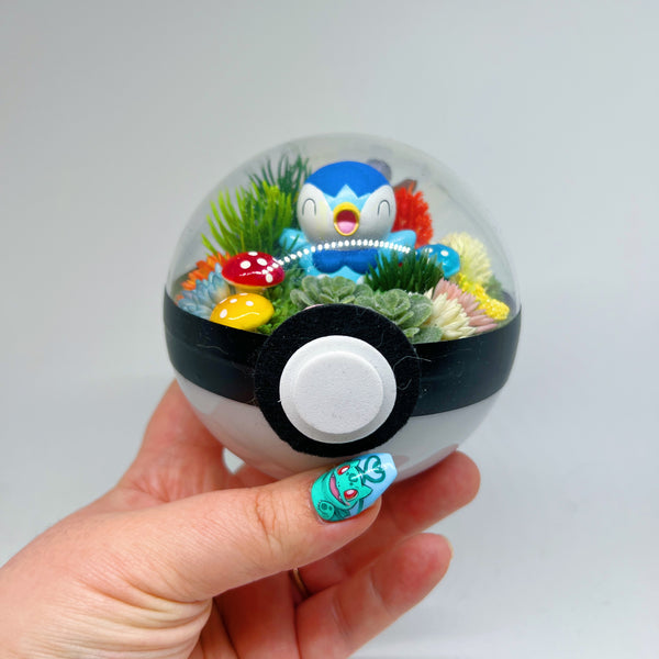 LIGHT UP Piplup Pokeball Terrarium